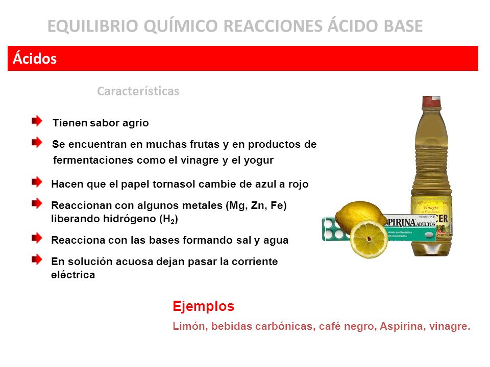 ejemplos de los productos acidos y bases